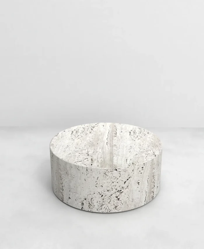 Kavos staliukas DAX, baltas travertinas, 80cm skersmens