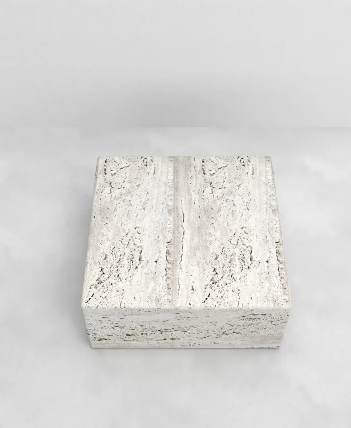 Kavos staliukas DIJON, baltas travertinas, 80x80x35cm