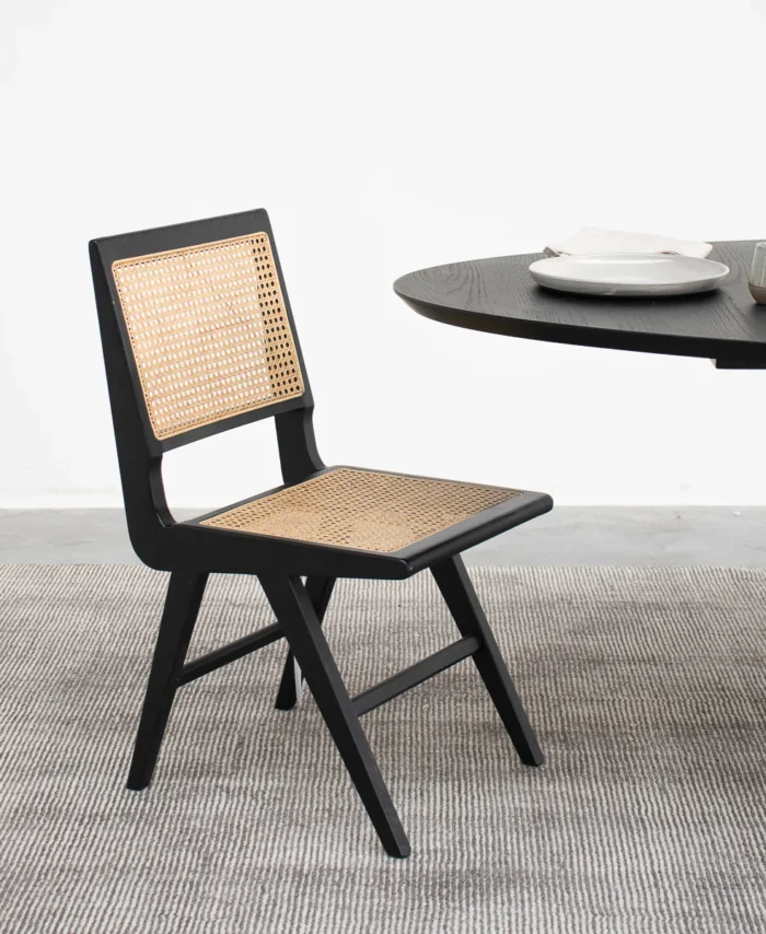 Valgomojo kėdė RUBEN RETRO, juoda, ratanas